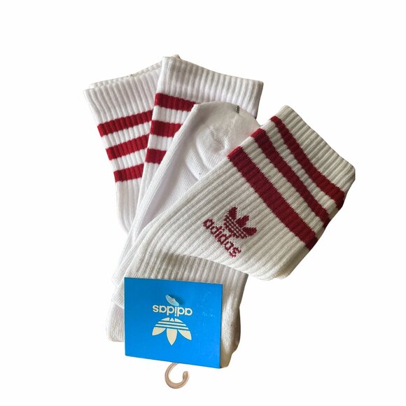 Adidas Accessories - Adidas Classic Men Women Solid Crew 3PP Set of 3 Pairs Fashion Casual Socks Red